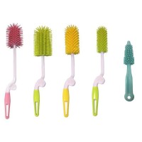 Eco-friendly Washing Tools Silicone Baby Bottle Cleaning Brush with Long Handle