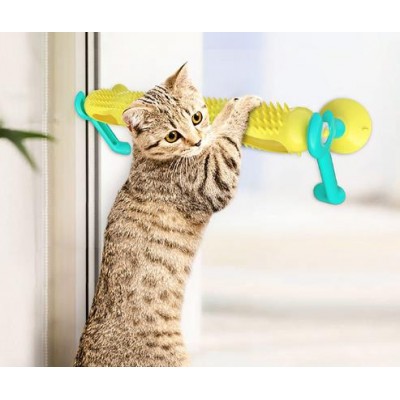 Pet Products Cat Toothbrush Multifunctional Interactive Cat Toy Turntable Cat Brush Suction to Wall Massage Comb