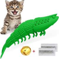 Cat toy natural rubber crayfish design cat chew toy toothbrush with catnip and little bell gift