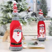 Christmas Decoration Red Wine Bag Champagne Bottle Cover Grey Flannelette Cover